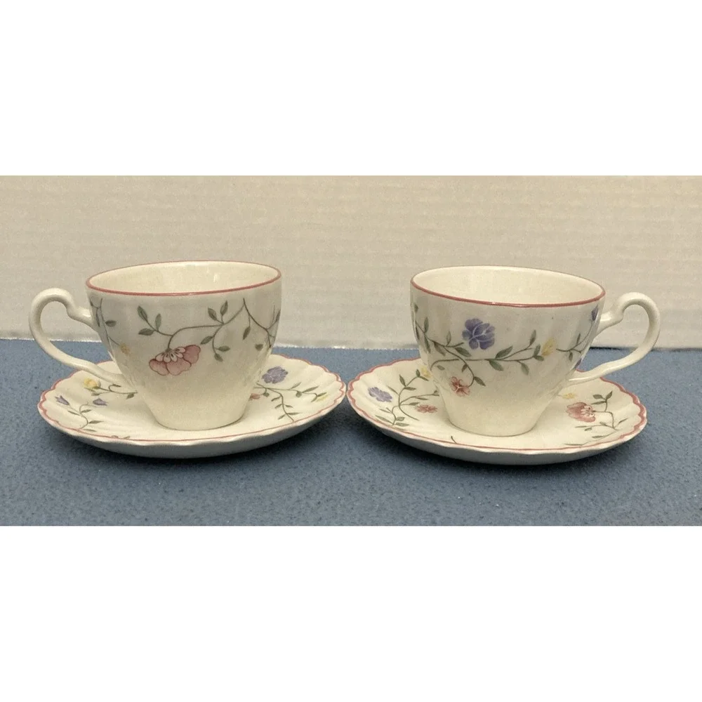 Johnson Brothers England Summer Chintz Tea Cups‎ & Saucers - Set of 2